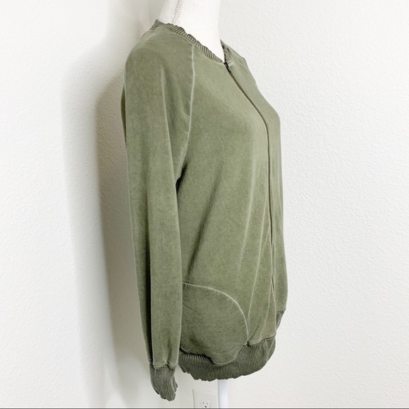 H by Bordeaux Soft Lightweight Bomber Jacket Zip Up Olive Green Size L - Picture 4 of 10